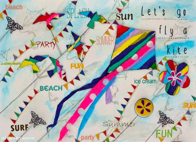 Lets go fly a kite - art journal page